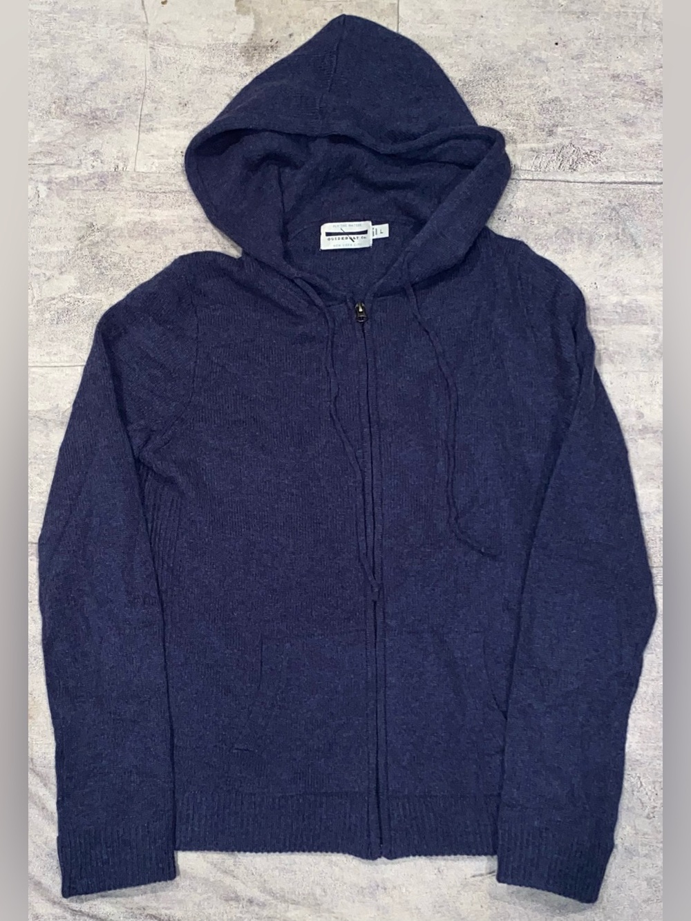 Guideboat Co 100% Merino Wool Full Zip Up Knit Sweater Hoodie Sweatshirt Women L
